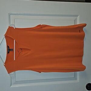 Ellen Tracy - orange women's sleeveless dress top. Size large.